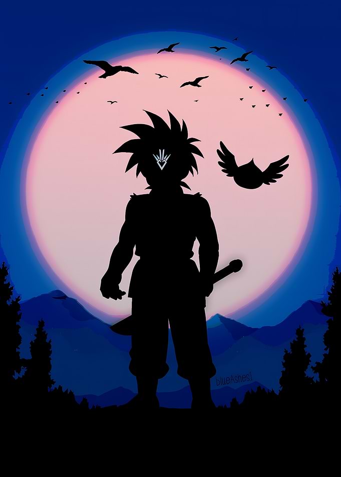 Silhouette Warrior Under Full Moon