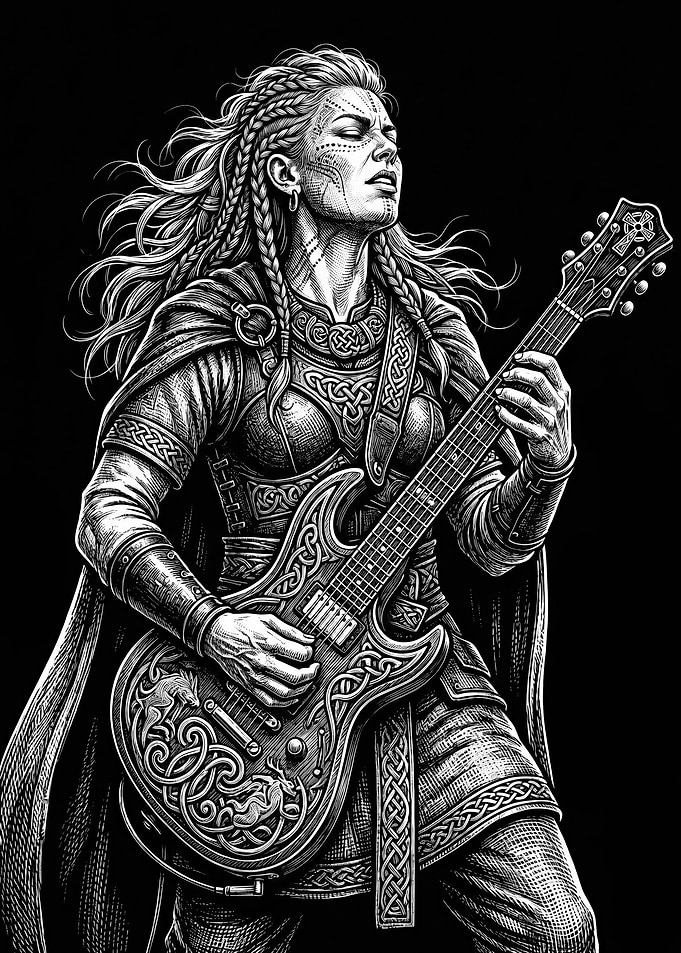 Boudicca Playing Electric Guitar