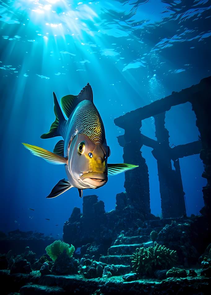Fish in Underwater Ruins