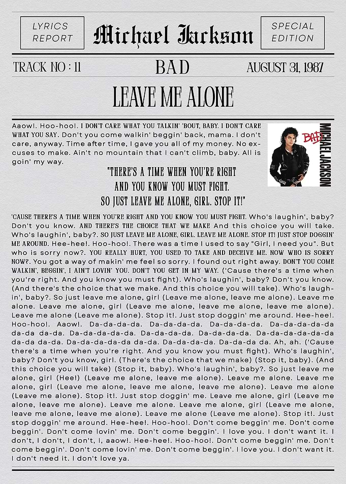 Michael Jackson 'Leave Me Alone'