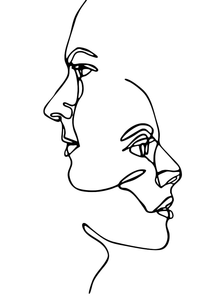 Abstract Line Art Faces