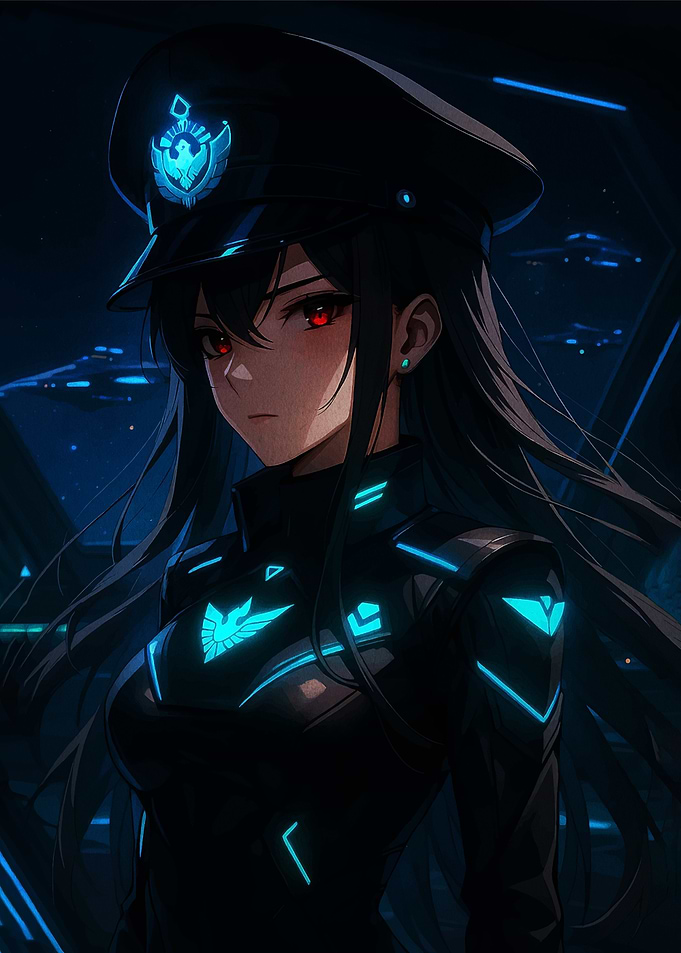 Anime Sci-Fi Officer with Glowing Uniform
