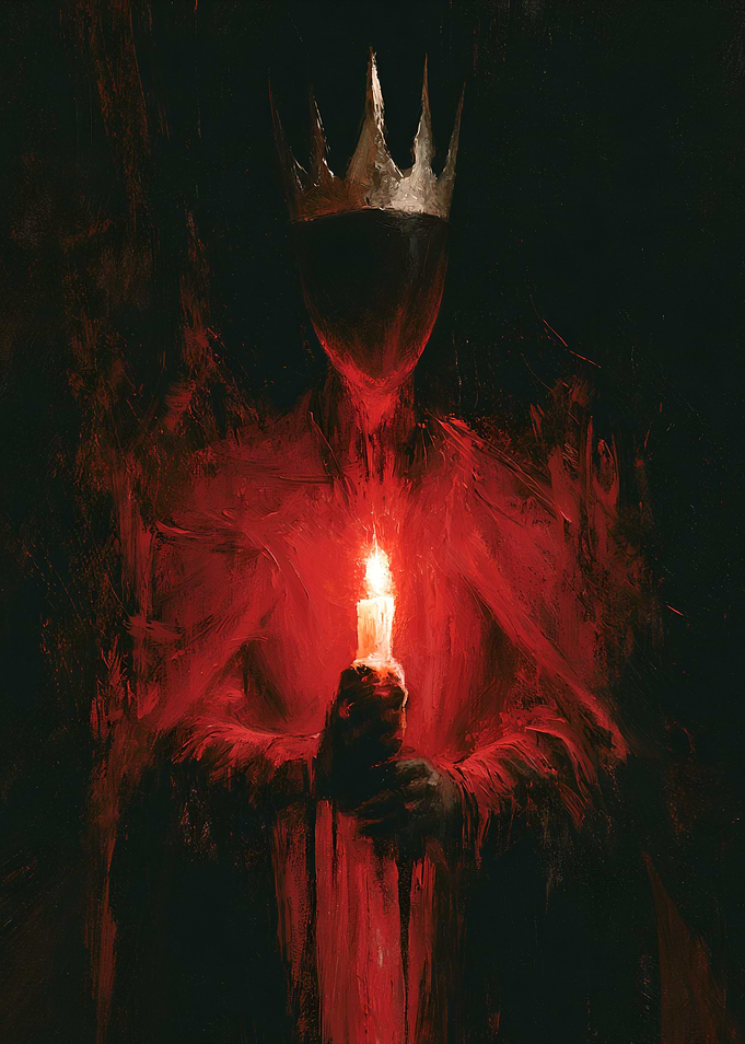 Figure in Crown Holding Candle