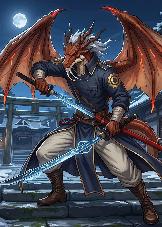 Dragon Warrior with Swords