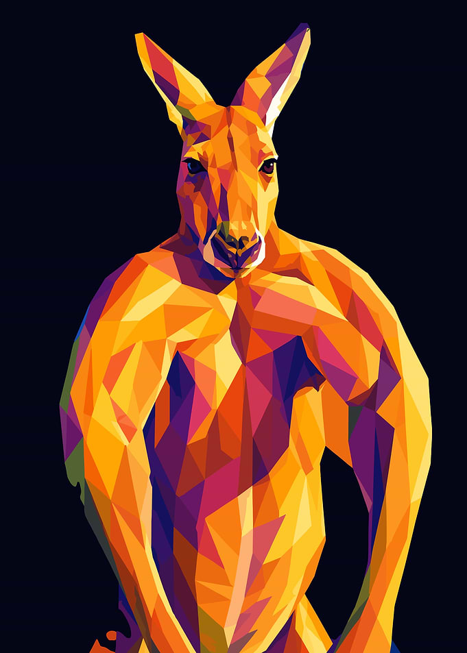 Muscular Kangaroo Pop Art