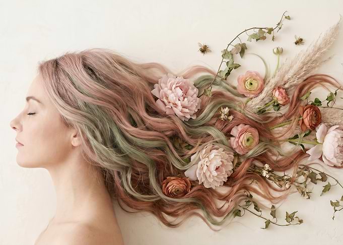 Woman with Floral Hair