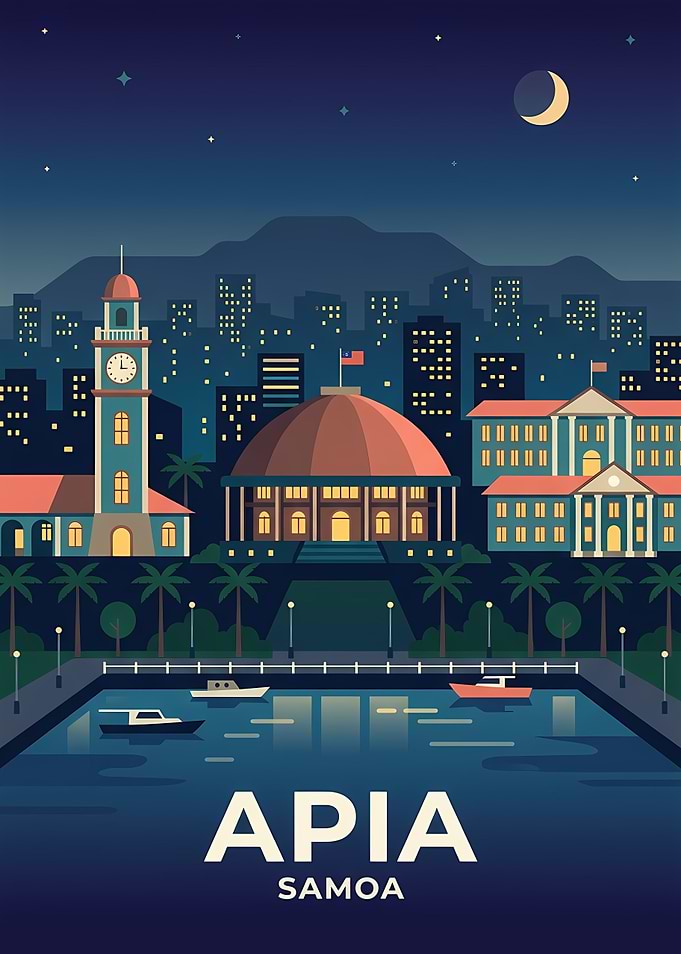 Apia Samoa Cityscape at Night
