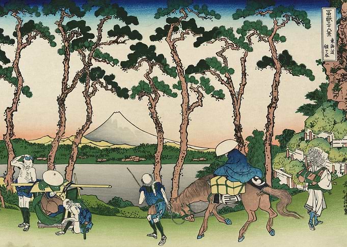 Travelers by Mount Fuji