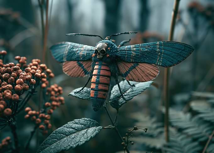 Death's-head Hawkmoth with Skull Face