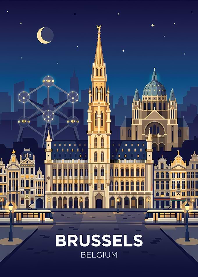 Brussels Cityscape at Night