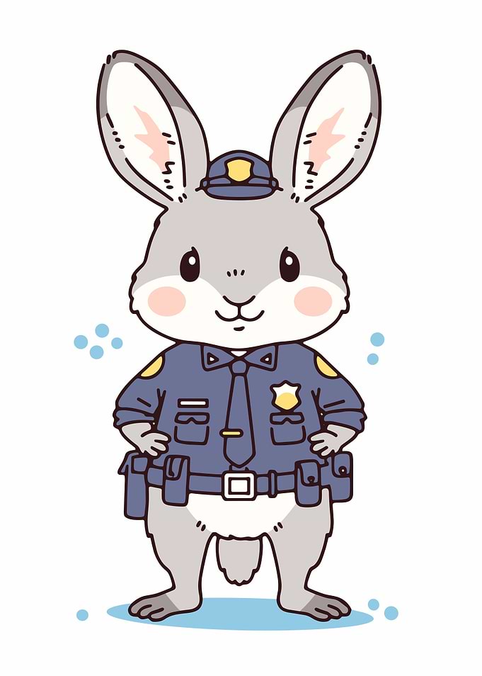 Cute Police Bunny Cartoon