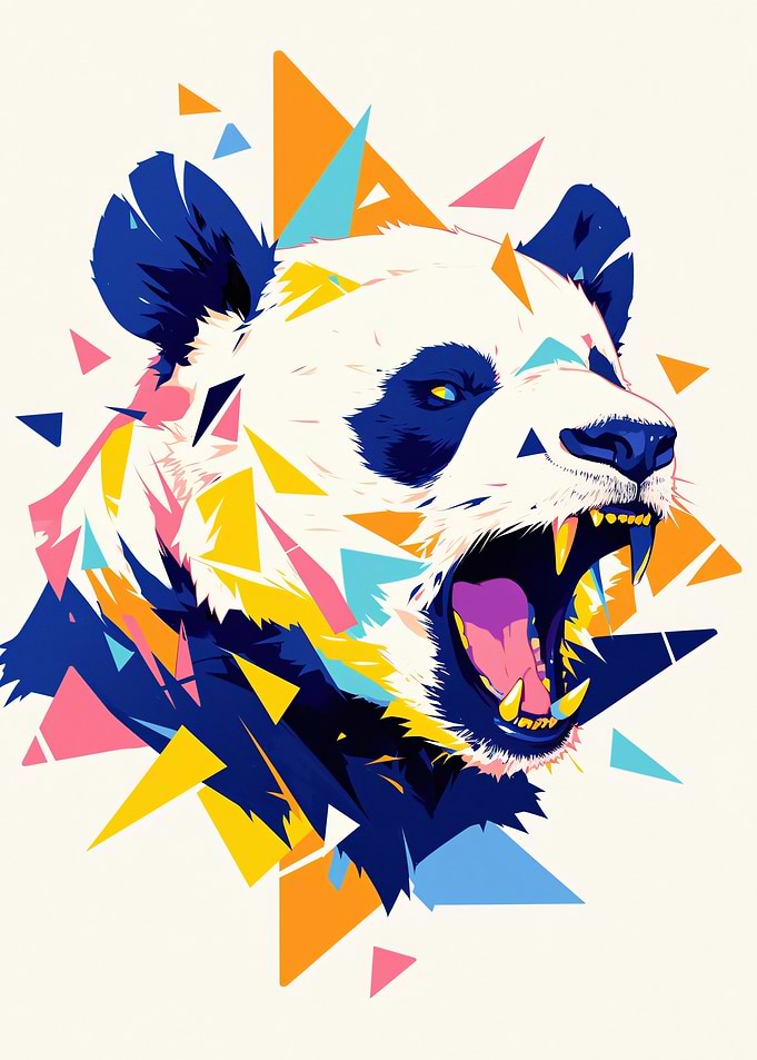 Aggressive Panda Pop Art