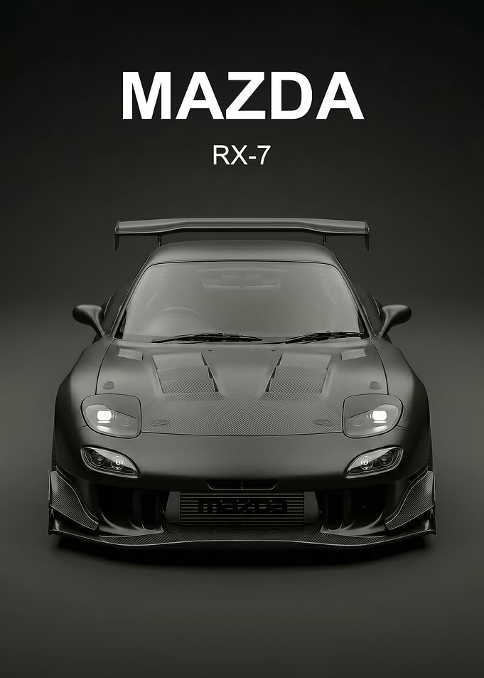matte black Mazda RX-7 Sports Car