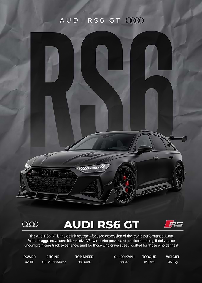 A dramatic Audi RS6 GT Poster