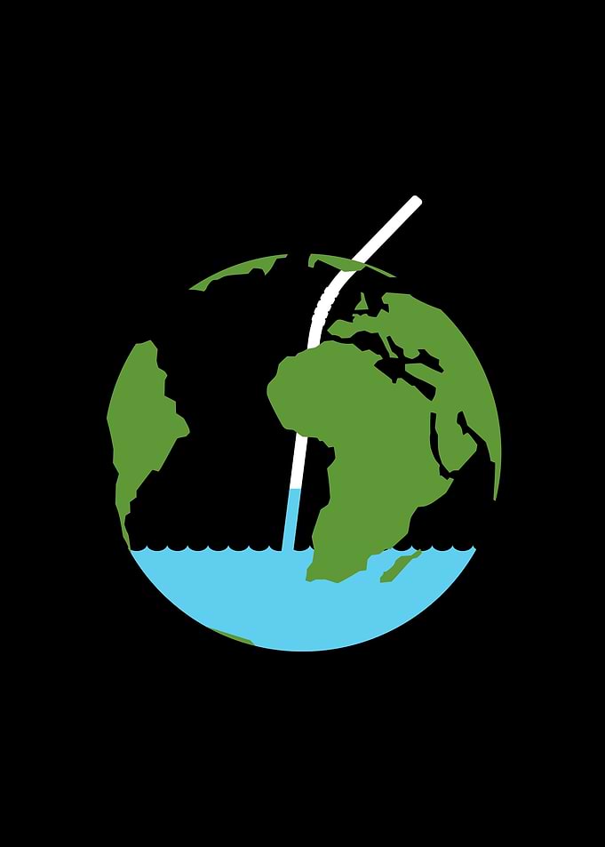 Earth being drained by a straw