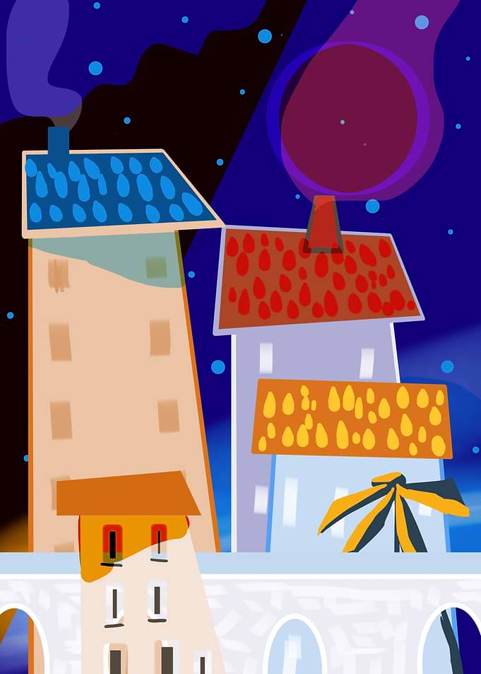 Abstract cityscape at night