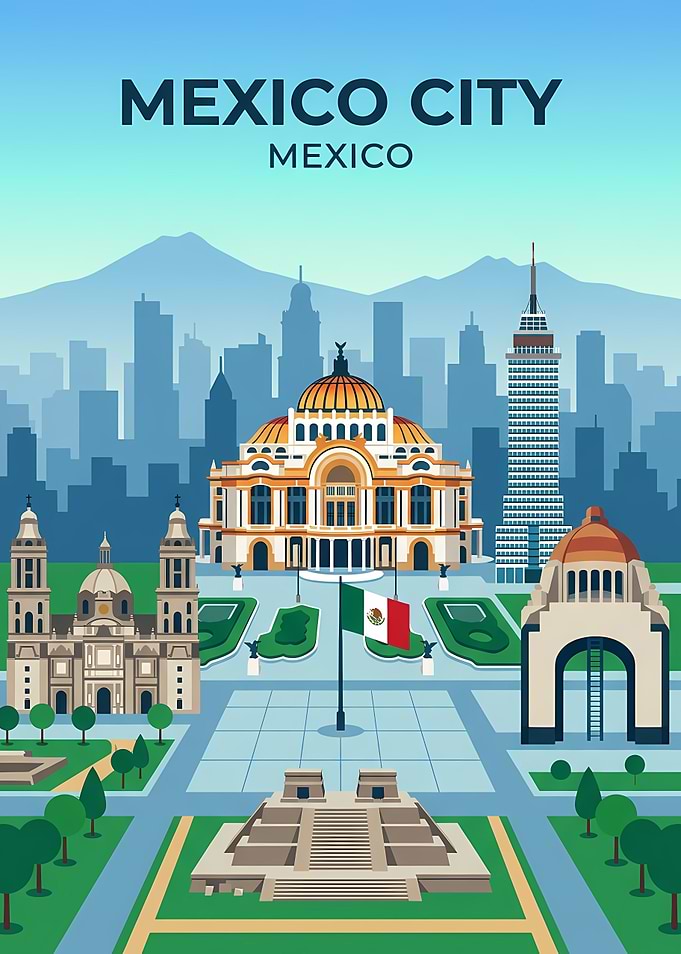 Mexico City Skyline and Landmarks