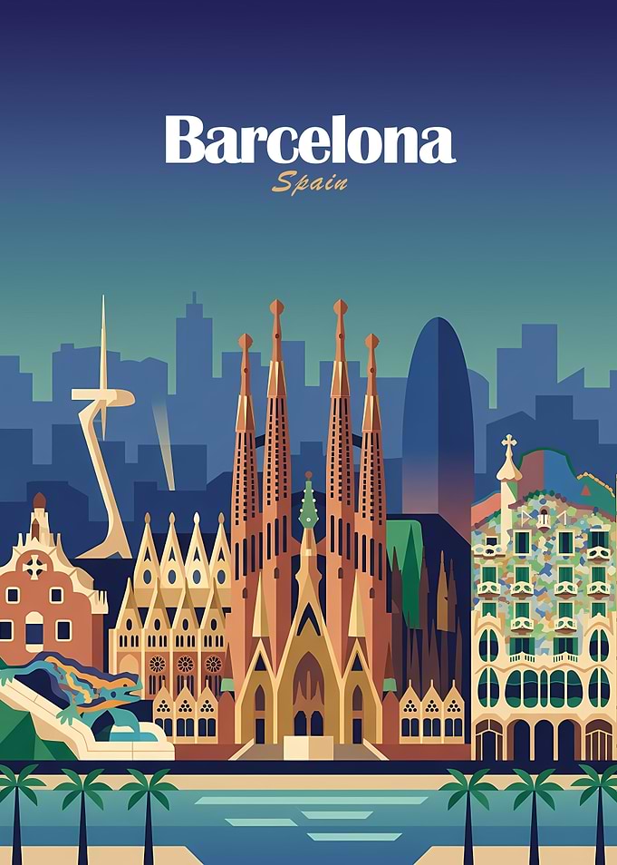 Barcelona Skyline with Sagrada Familia