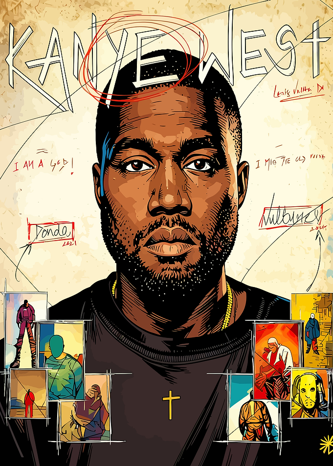 Kanye West Portrait with Donda Artwork