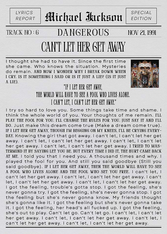 Michael Jackson 'Can't Let Her Get Away'