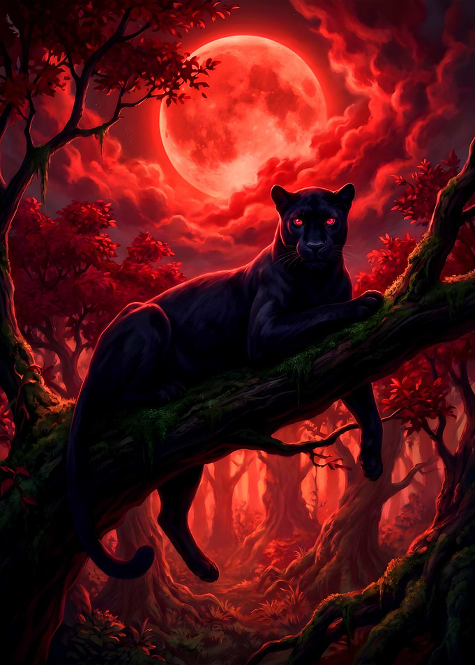 Black Panther in Red Forest