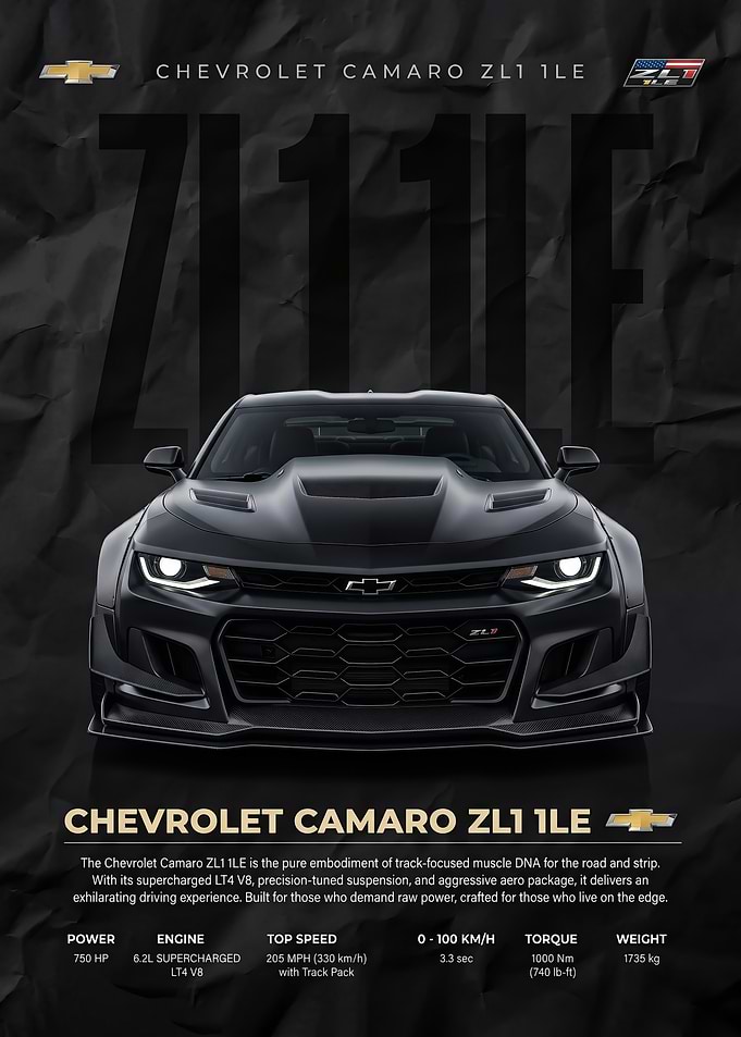 black strikingChevrolet Camaro ZL1 1LE poster