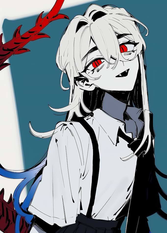 Anime Vampire Girl with Red Eyes