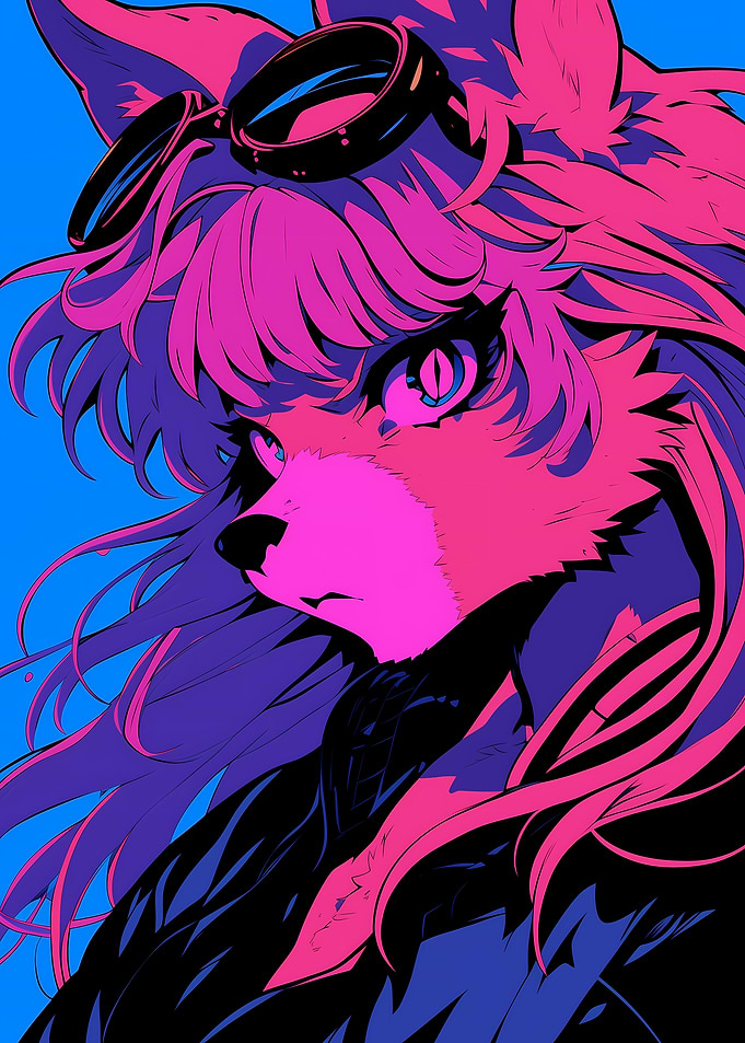Anime Fox Character with Goggles