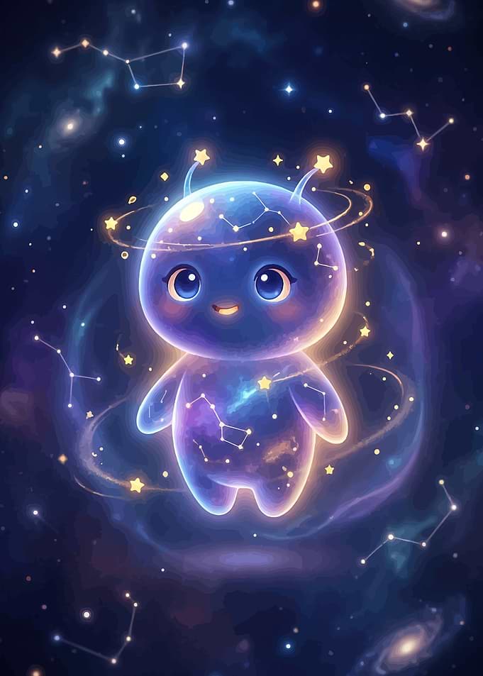 Cute Cosmic Alien with Stars