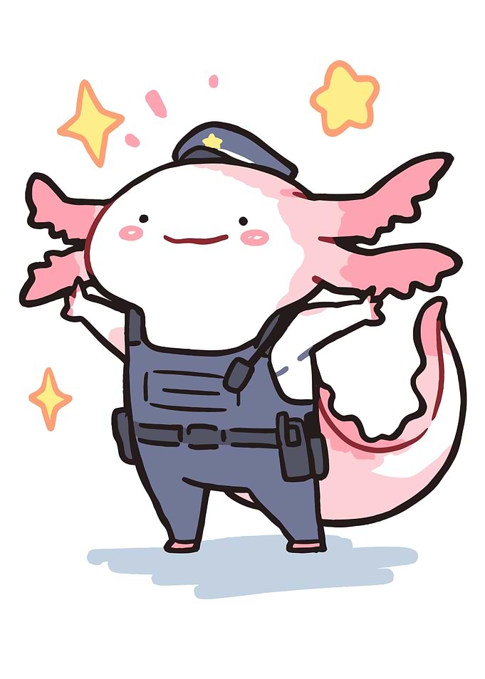 Cute Axolotl in Police Uniform