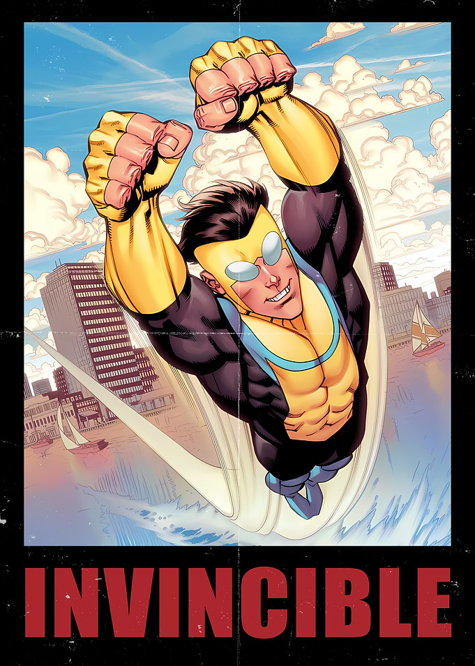 Invincible Flying Over Cityscape