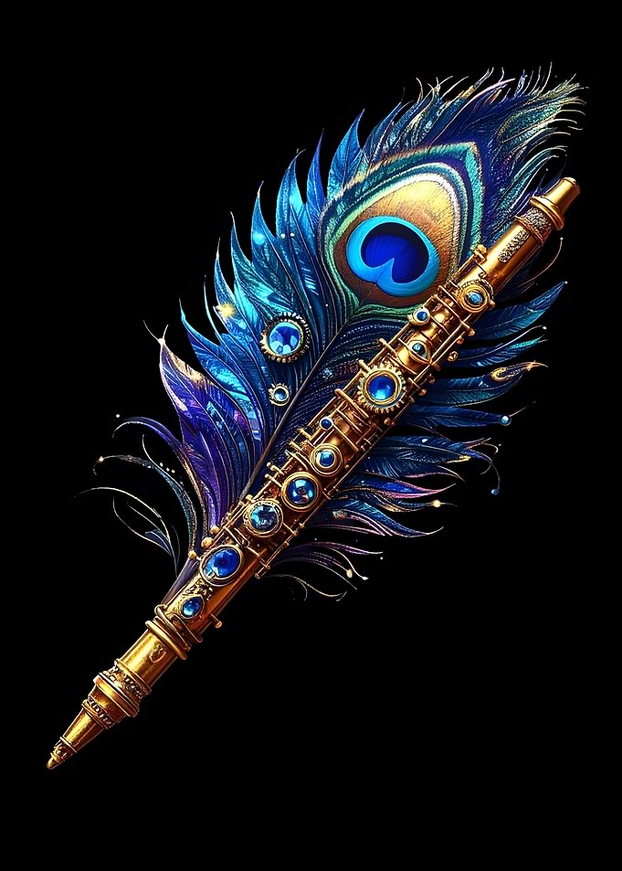 Ornate Peacock Feather Pen