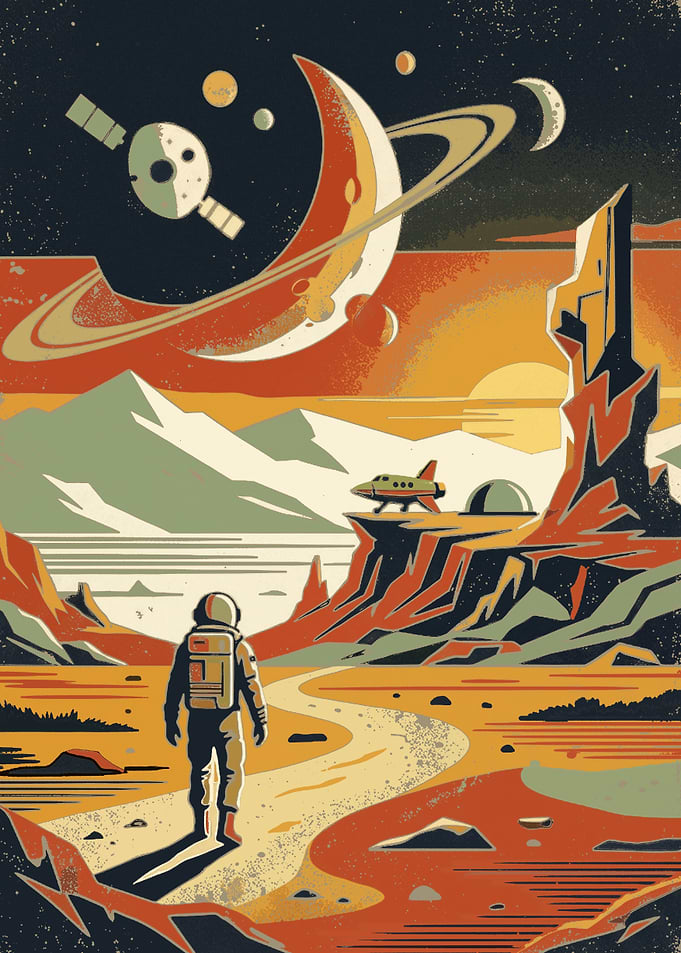 Astronaut exploring alien planet