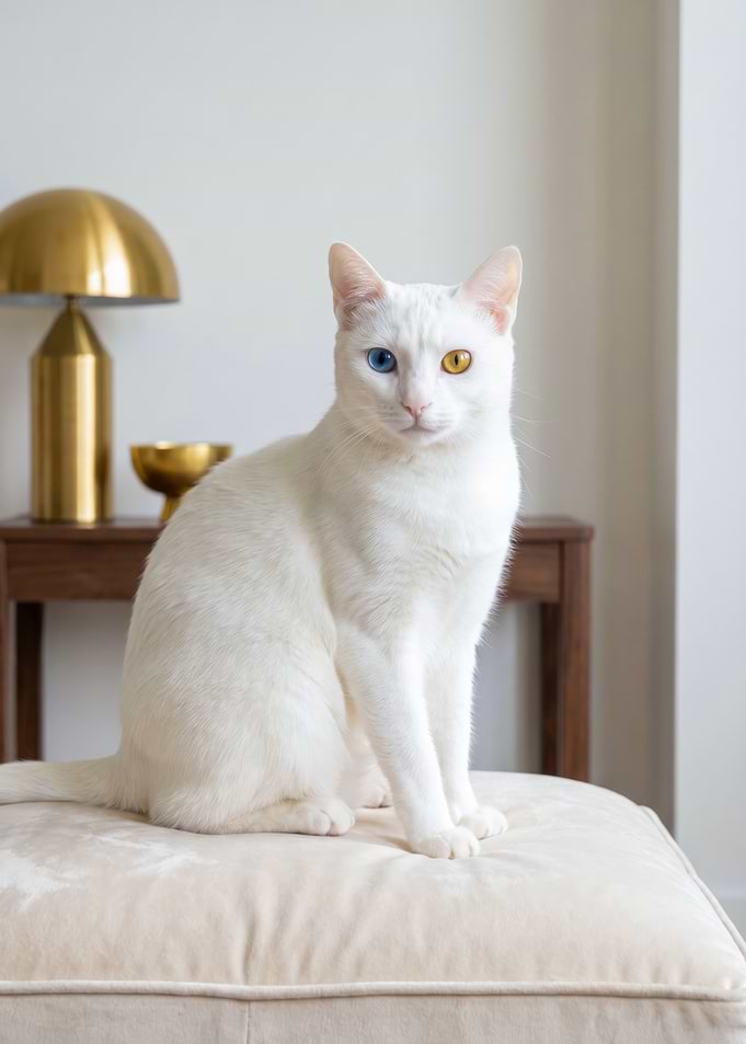 White cat with heterochromia