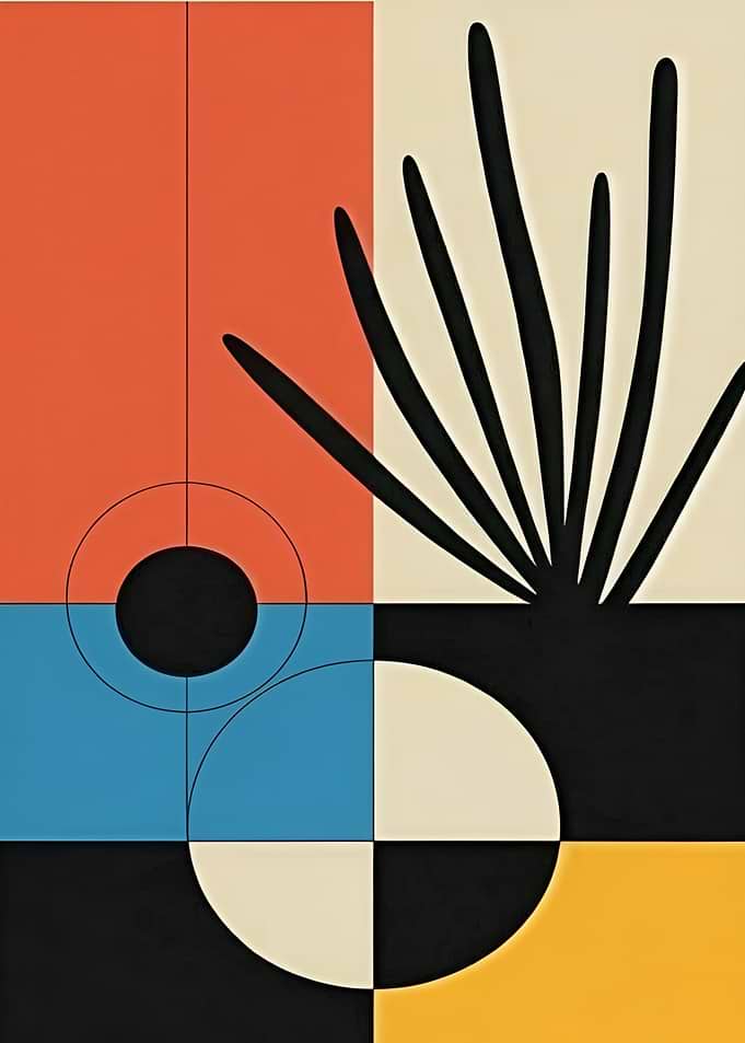 Abstract Geometric Composition with Organic Elements