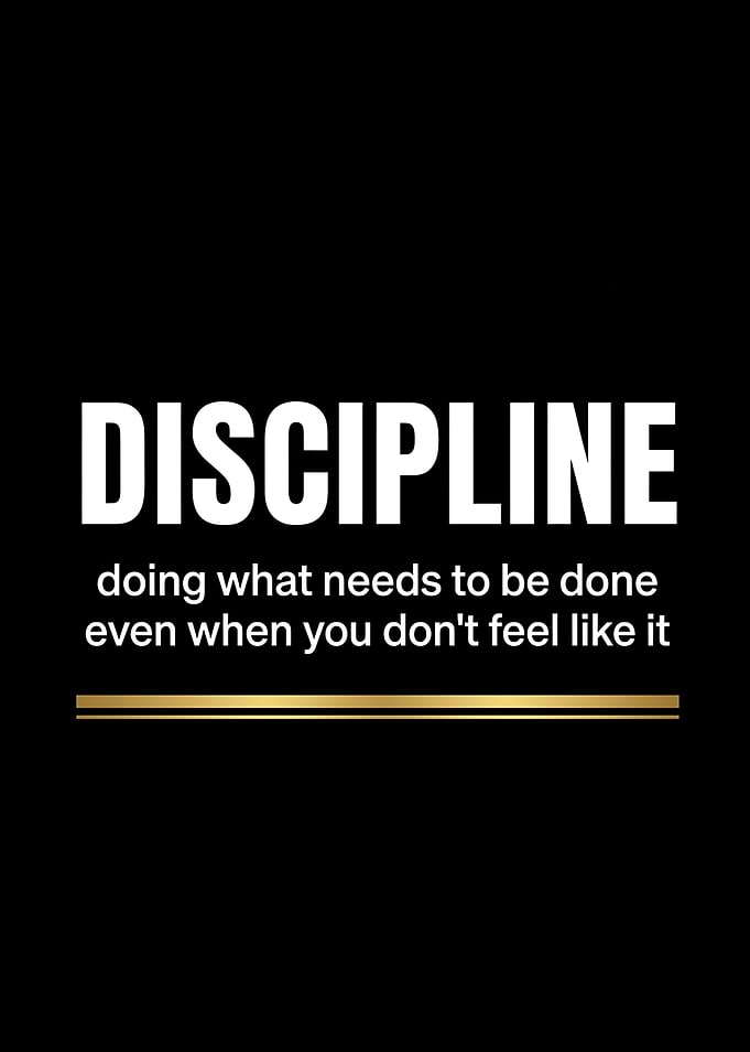 Discipline definition text art Black Gold Wall Art