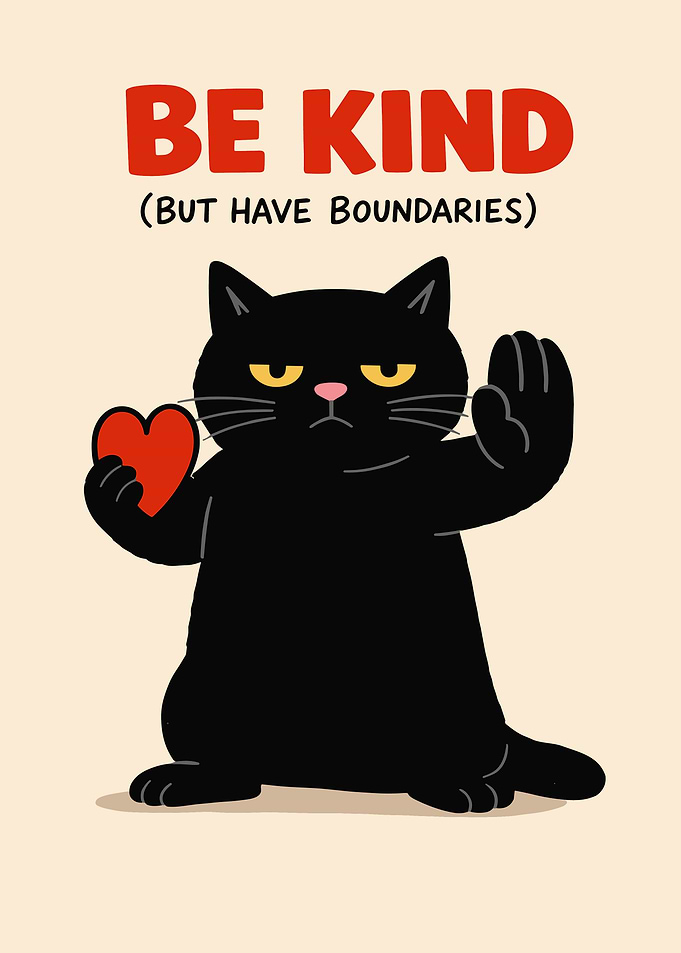Black Cat with Heart and Boundary