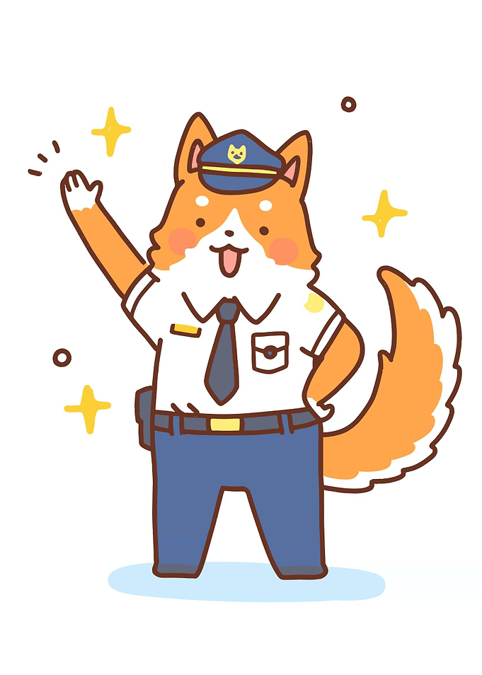 Cute Dog Police Officer Waving