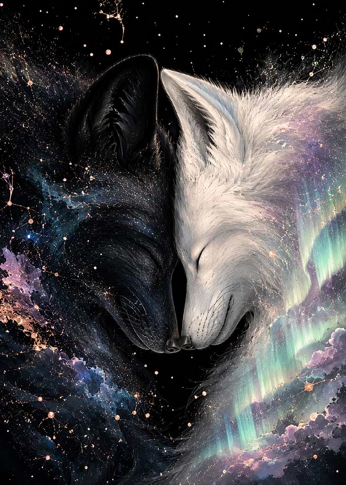 Yin and Yang Wolves in Space