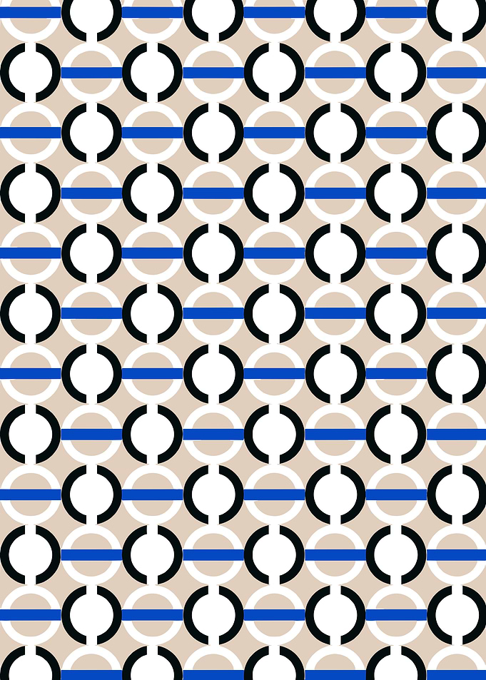 Geometric Circle Pattern with Blue Stripes