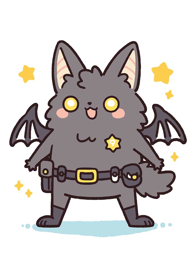 Cute Bat Sheriff with Stars