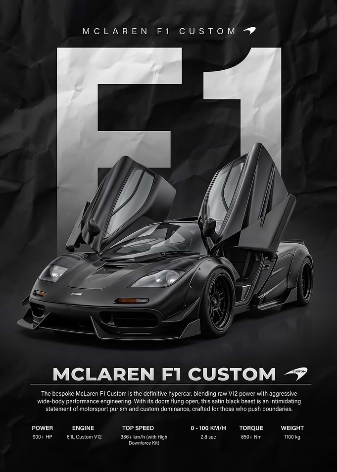 black McLaren F1 Custom Hypercar poster