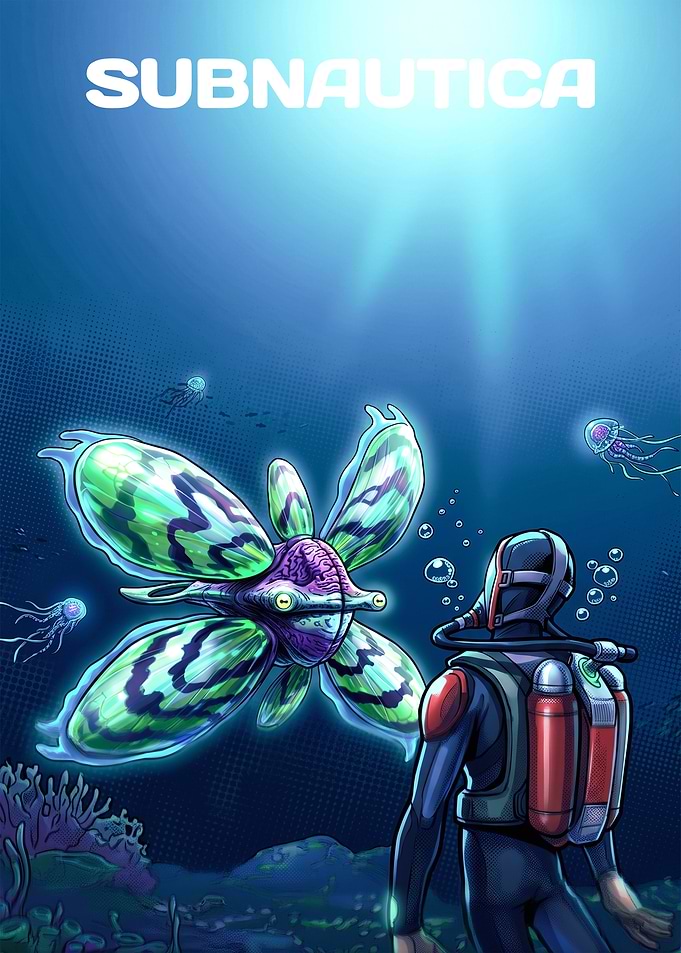 Subnautica Diver and Leviathan