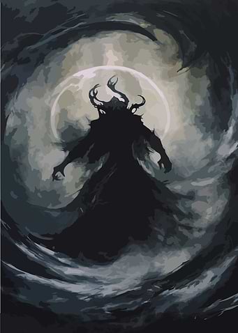 ShadowSlave Tribute Dark Figure with Horns and Moon