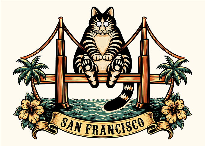 Cat on Golden Gate Bridge San Francisco
