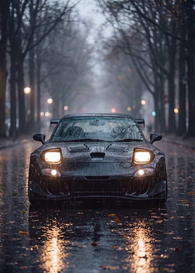 Mazda RX-7 in the Rain