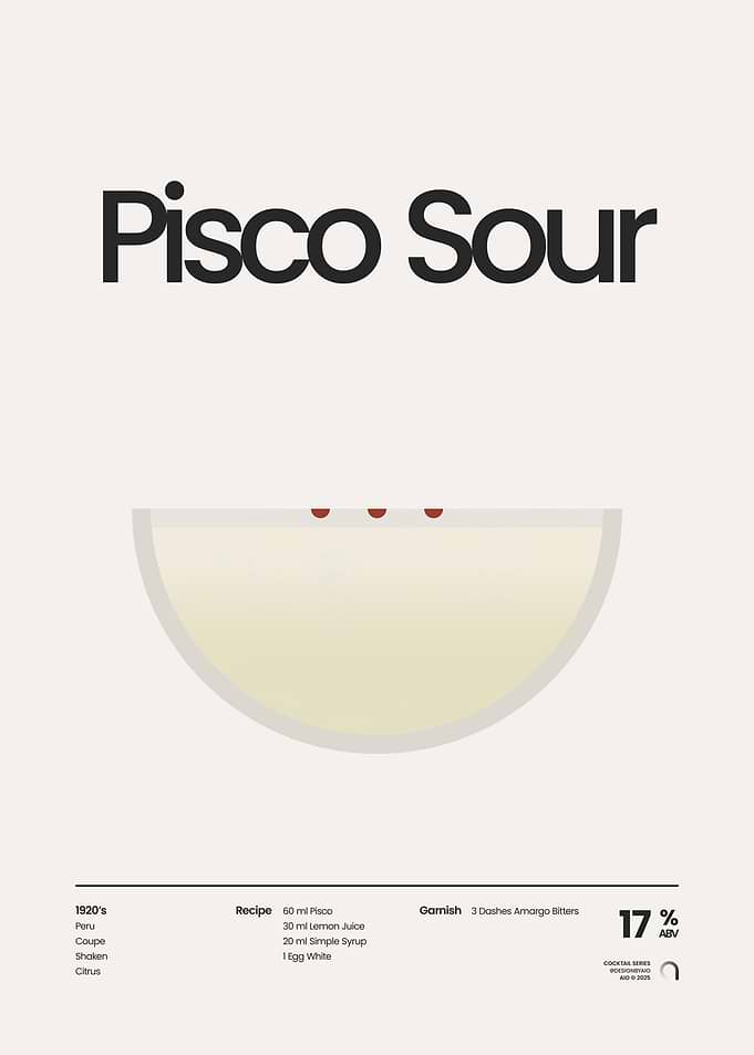 Pisco Sour Cocktail Poster
