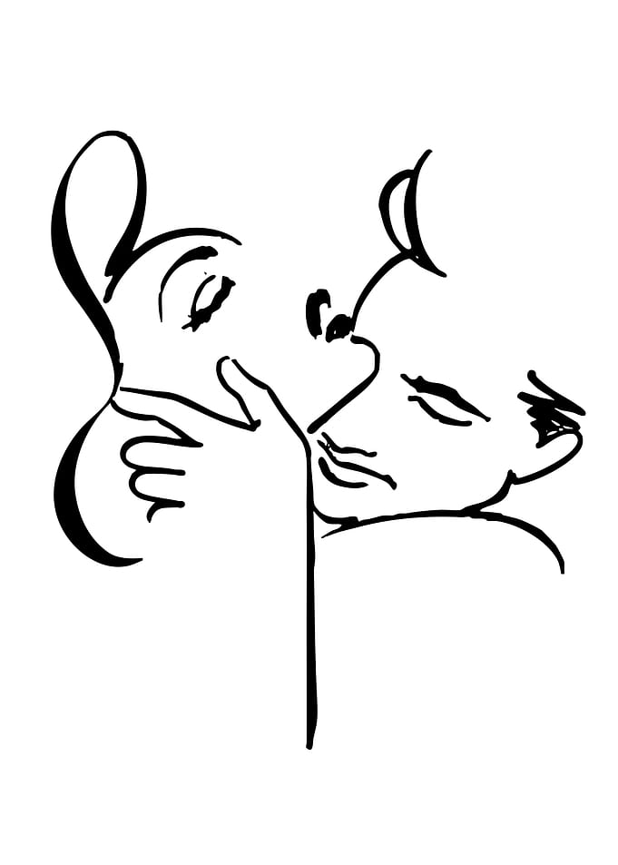 Couple Kissing Line Art