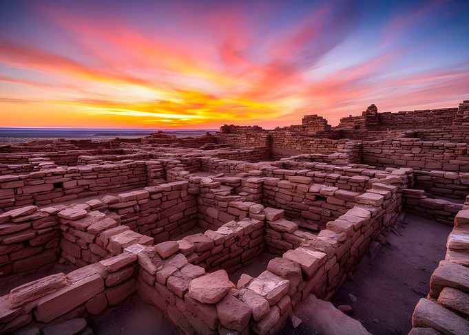 Ancient Ruins at Sunset