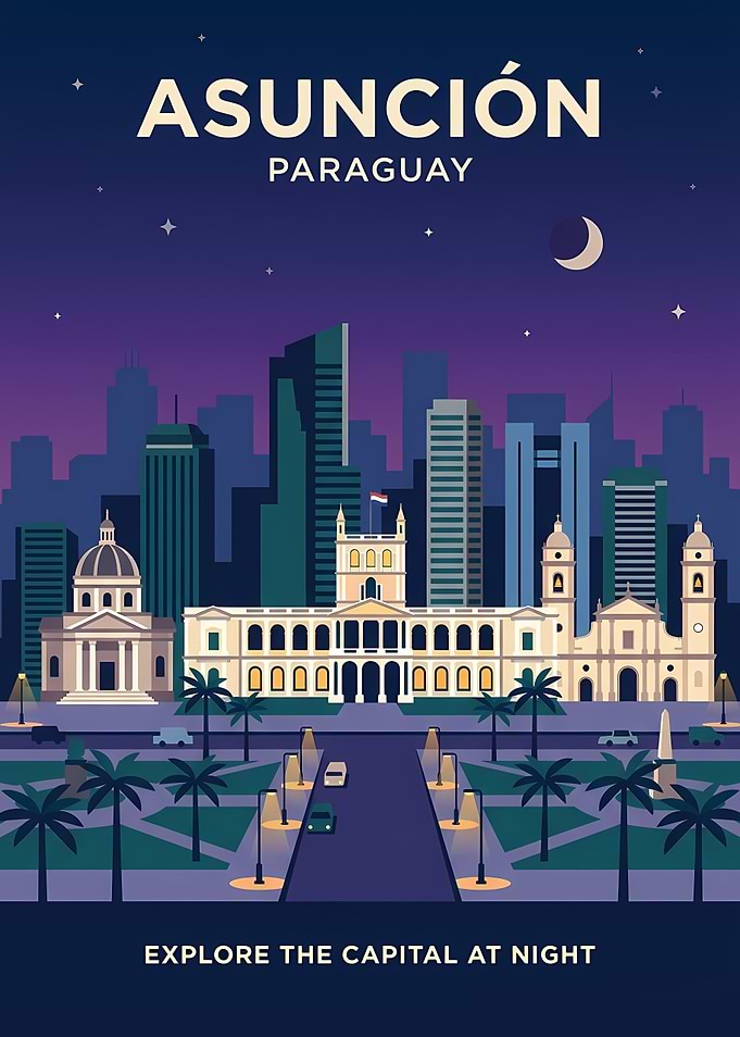 Asuncion Paraguay Skyline at Night
